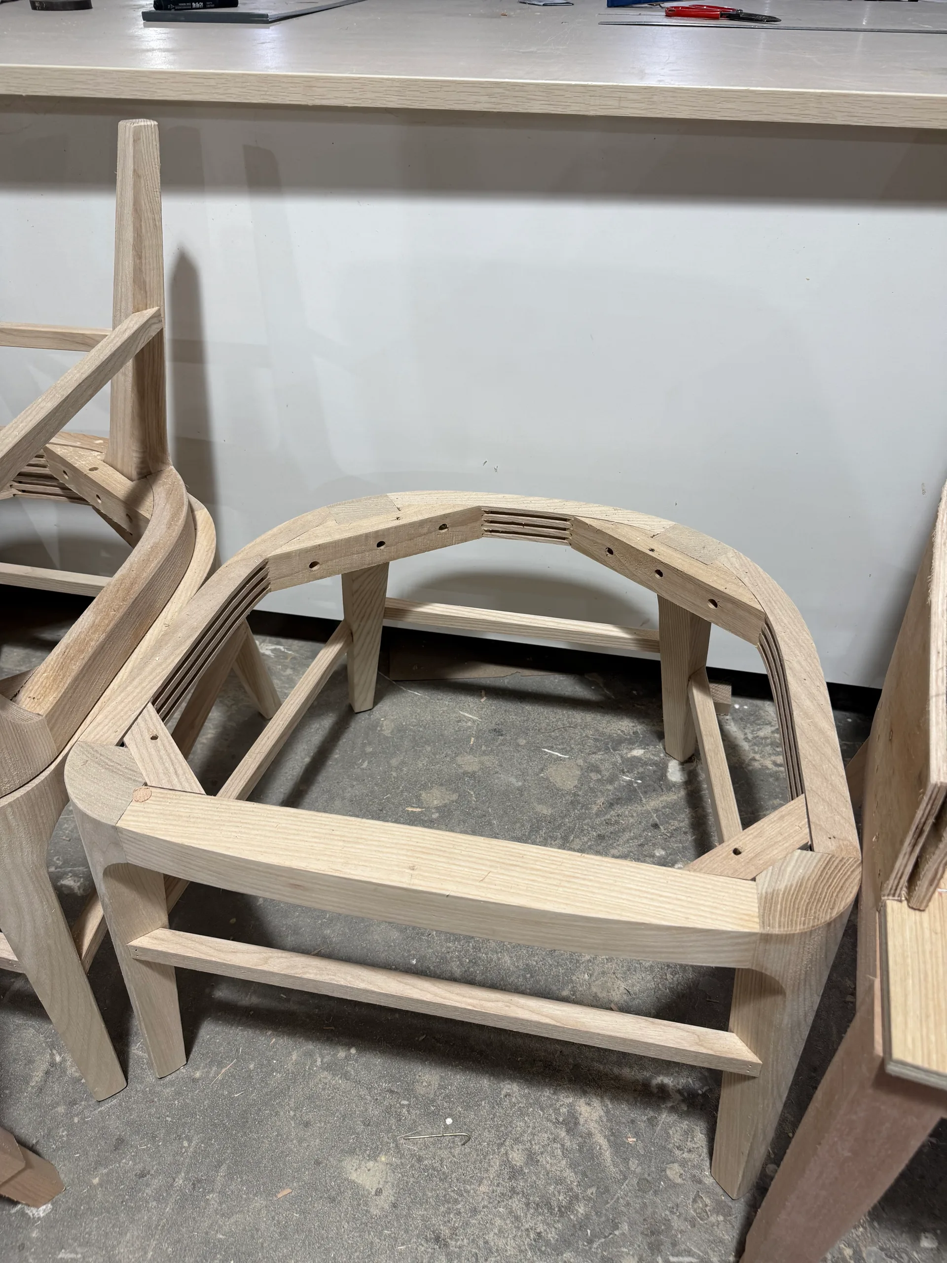 Timber furniture frame under construction